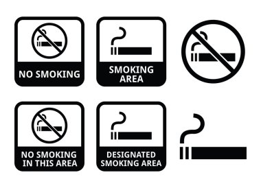 Sigara, Sigara alan vector Icons set