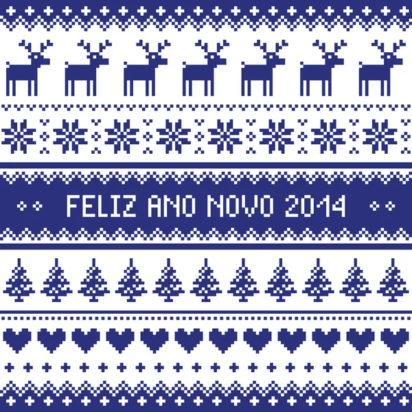 Feliz ano novo 2014 - protuguese gelukkig Nieuwjaar patroon — Stockvector