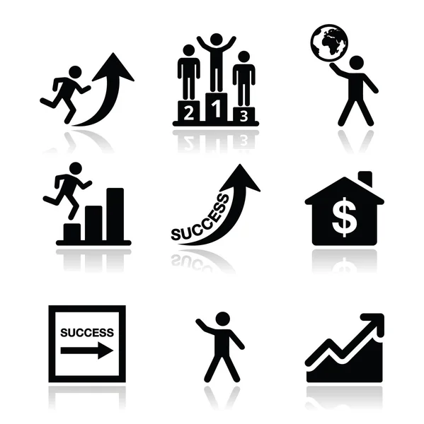 Success in business, self development icons set — Stock Vector