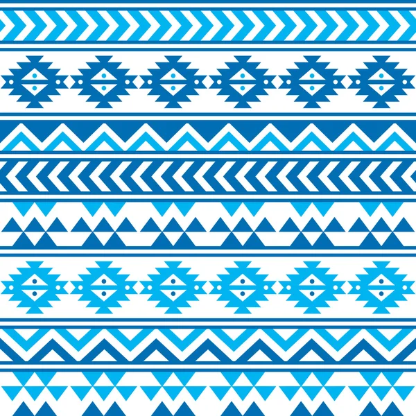 Aztec tribale senza cuciture blu e blu navy modello — Vettoriale Stock