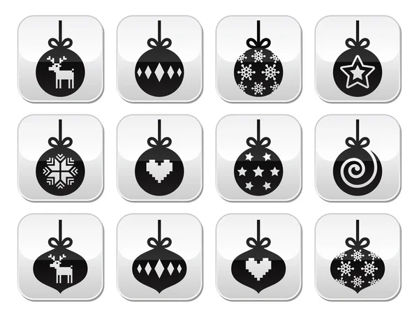 Christmas ball, christmas bauble vector buttons set — Stock Vector