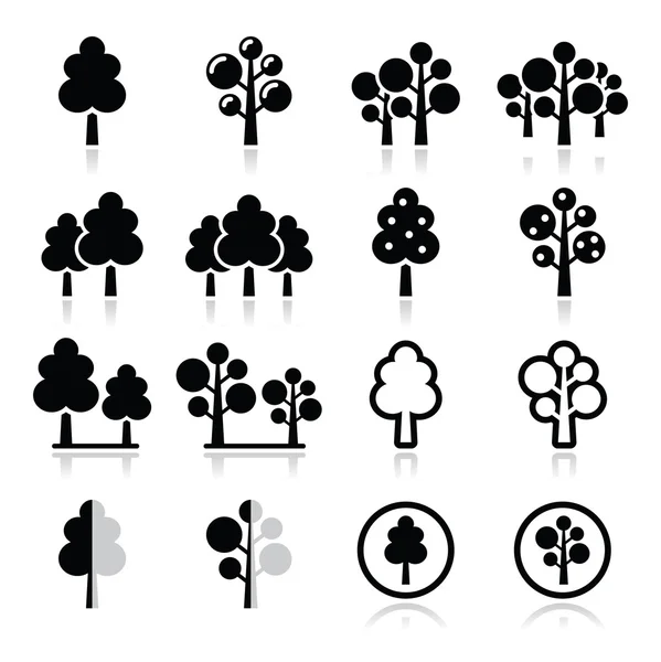 Árboles, bosque, parque vector iconos conjunto — Vector de stock