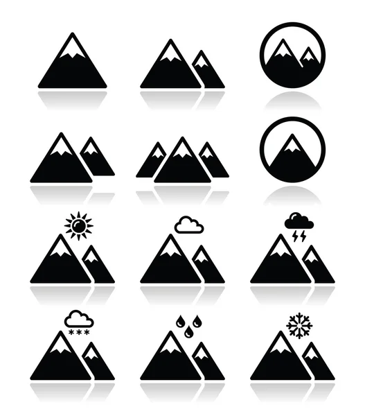 Montaña vector iconos conjunto — Vector de stock