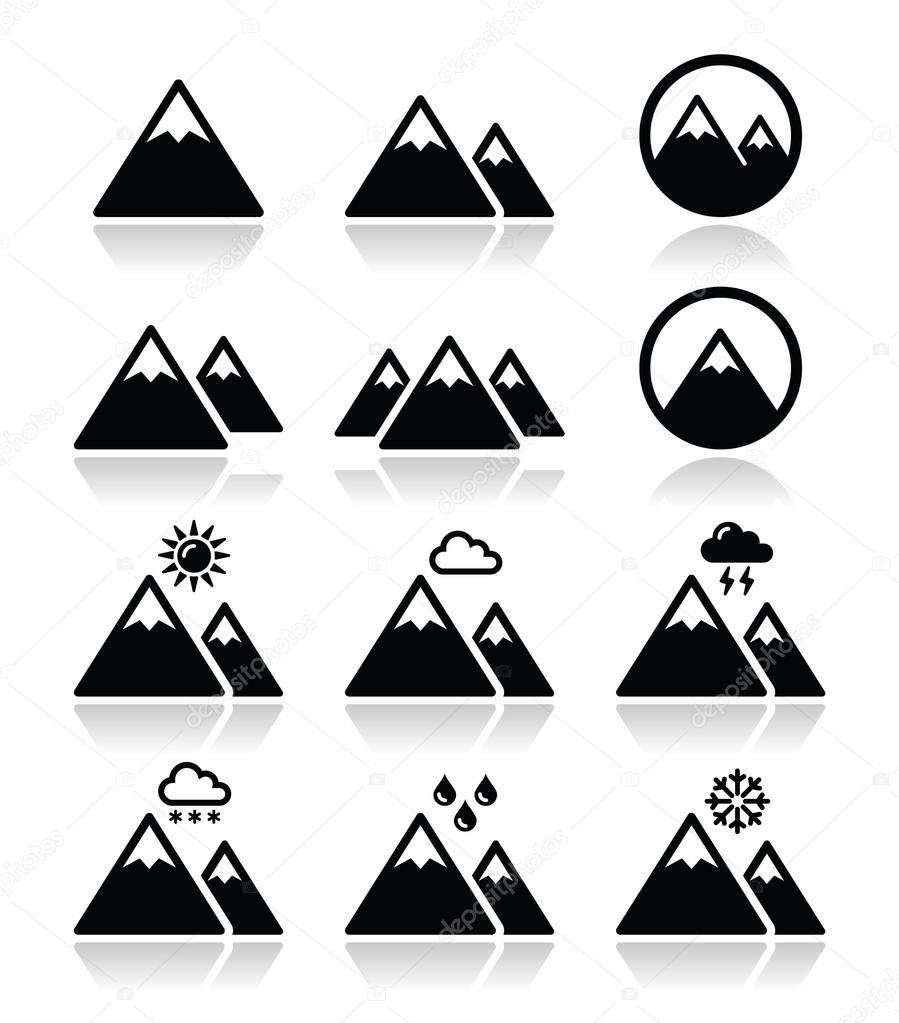 Mountain vector icons set