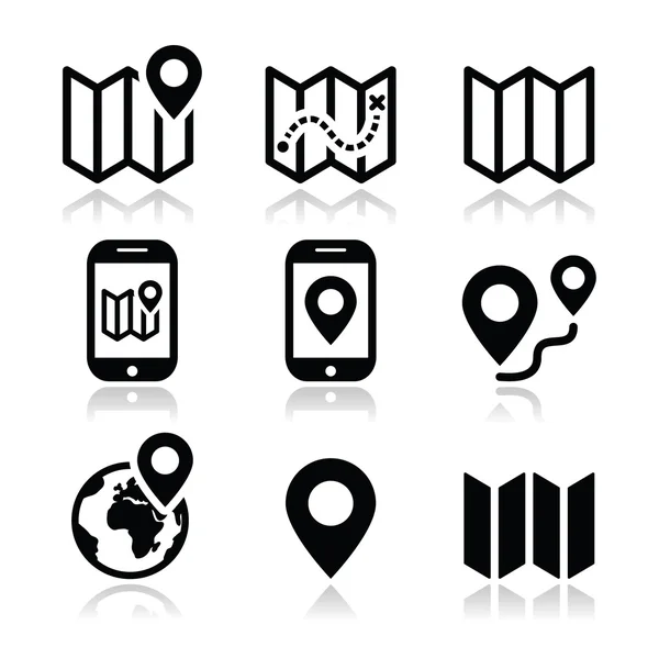 Map travel icons set — Stock Vector