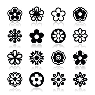 Çiçek kafa Icons set vektör