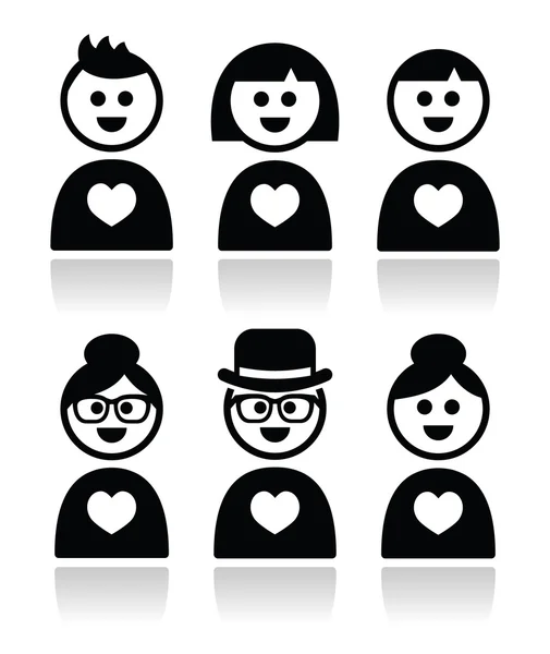 Mensen in de liefde, Valentijnsdag icons set — Stockvector