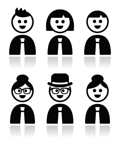 People in business clothes, tie icons set — Stock Vector