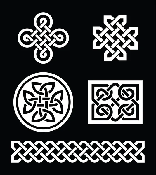 Siyah arka planda - Celtic Knot desenler vektör — Stok Vektör