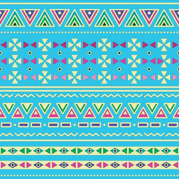 Tribal ethinc ztec motif sans couture sur fond bleu — Image vectorielle