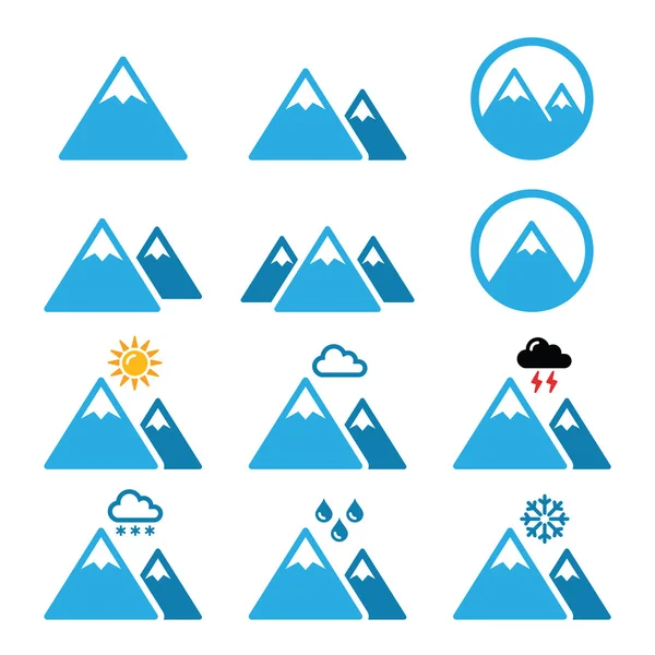 Mountain winter vector icons set — Stock Vector