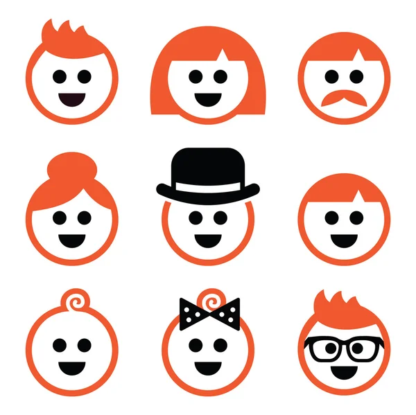 People with ginger vector hair icons set — Stock Vector