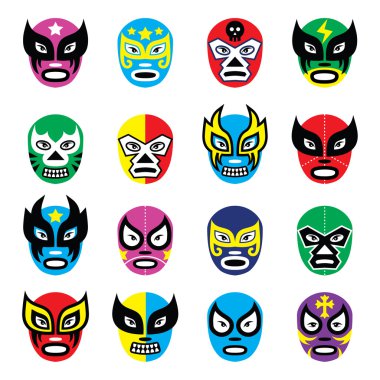 Lucha libre, Meksika luchador güreş simgeler maskeler.