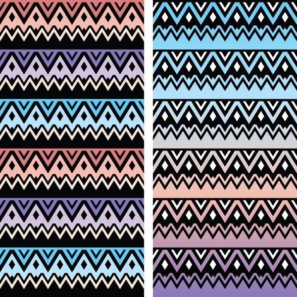 Tribal seamless two patterns, aztec ombre print — Stock Vector