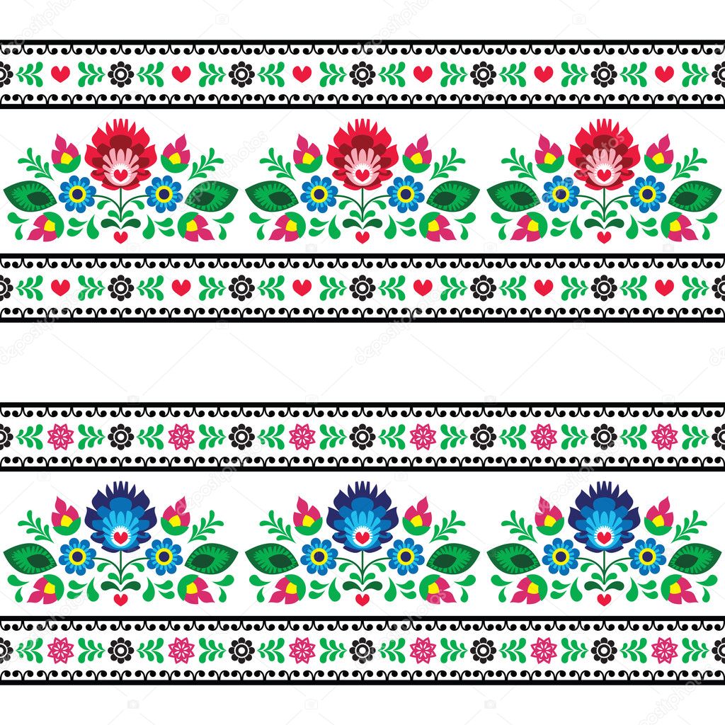 Seamless Polish folk pattern with flowers