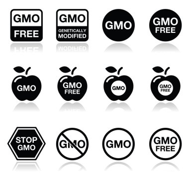 GDO gıda, GDO veya GDO ücretsiz Icons set