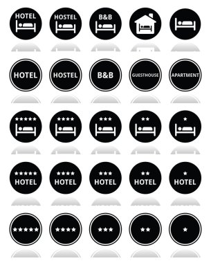 otel, pansiyon, b & b Icons set yuvarlak yıldız