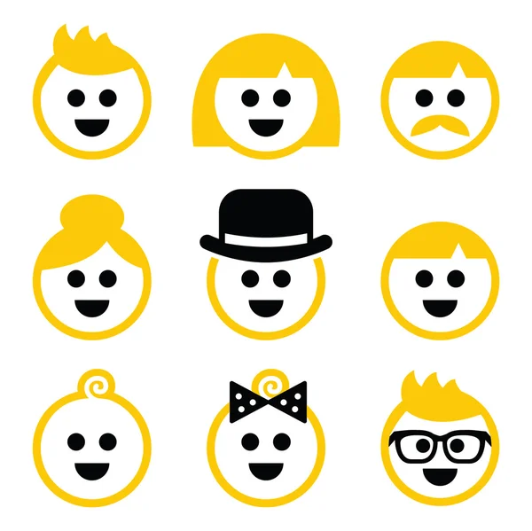 Mensen met blond haar vector icons set — Stockvector