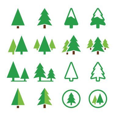 çam ağacı, park vektör yeşil Icons set