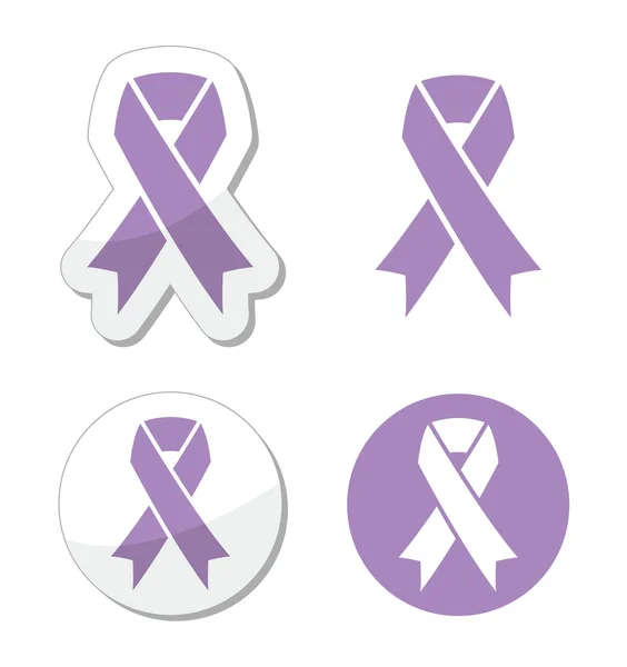 Lavender ribbon - general cancer awareness, epilepsy, Rett syndrome symbol — Stock Vector