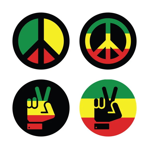 Rasta peace, hand gesture vector icons set — Stock Vector