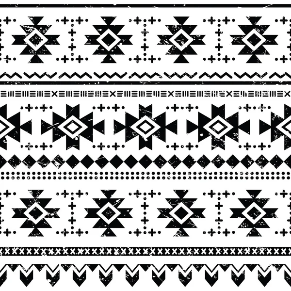 Motif tribal aztèque vecteur rétro sans couture sur blanc — Image vectorielle