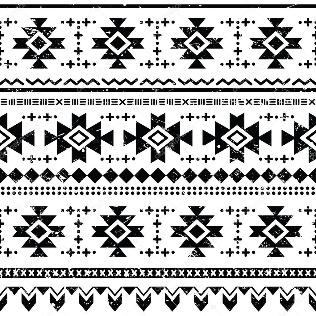 Tribal aztec vector retro seamless pattern on white — Stock Vector ...