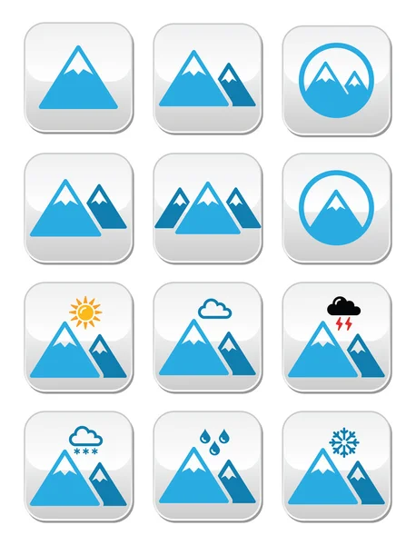 Mountain winter vector buttons set — Stock Vector