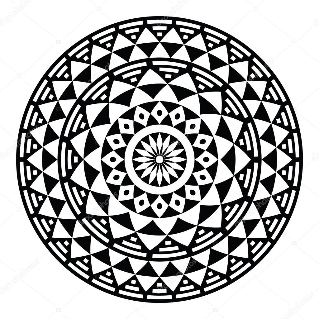 Tribal aztec geometric pattern or print in circle - folk
