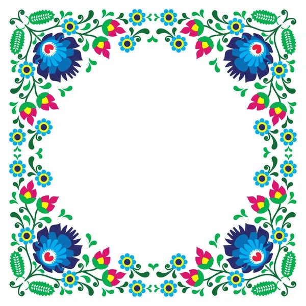 Polish floral folk embroidery frame pattern - wzory lowickie — Stock Vector