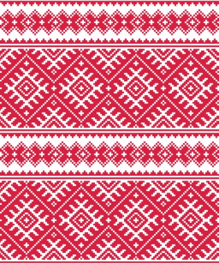 Ukrayna kırmızı sorunsuz halk emboidery desen veya Yazdır
