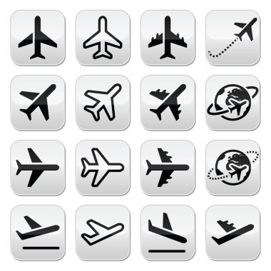Uçak, uçak, Havaalanı Icons set
