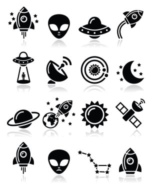 Uzay ve ufo vector Icons set