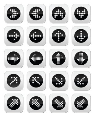 Dotted arrows round icons set isolated on white clipart