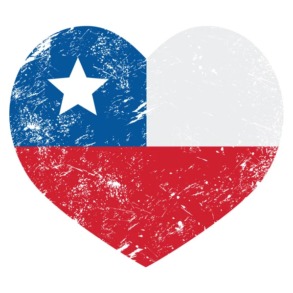 Şili retro kalp şeklinde bayrağı — Stok Vektör