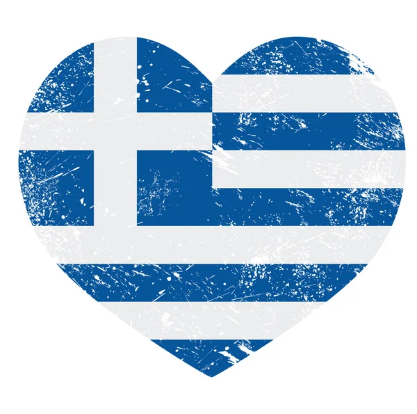 Greece heart love retro flag — Stock Vector