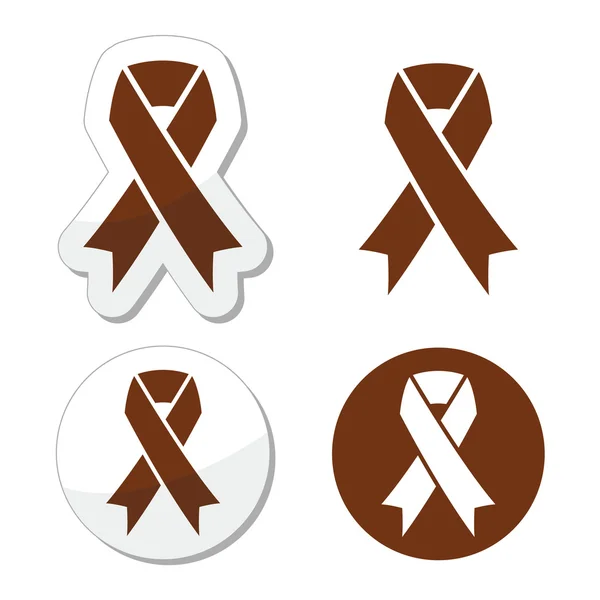 Nastro marrone simbolo anti-tabacco, awereness del cancro del colon, cancro colorettale — Vettoriale Stock