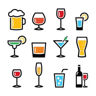 içki renkli alkol içecek Icons set