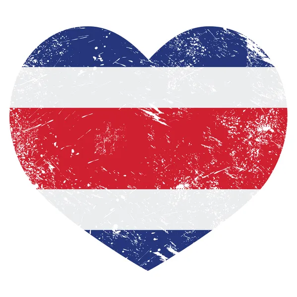 Costa Rica drapeau rétro en forme de coeur — Image vectorielle
