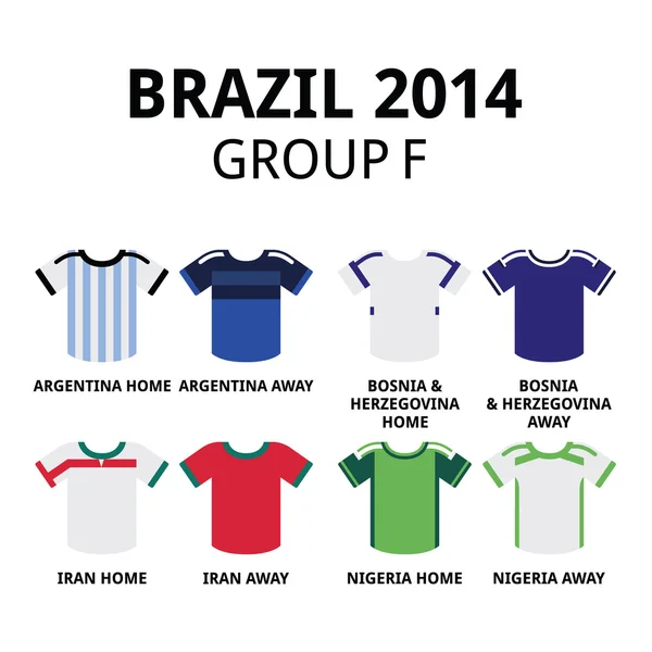 Copa del Mundo Brasil 2014 - equipos del grupo F camisetas de fútbol — Archivo Imágenes Vectoriales