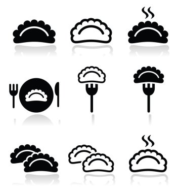 Dumplings, food vector icons set clipart
