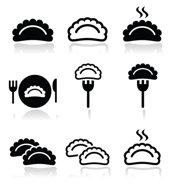 Dumplings, jeu d'icônes vectorielles alimentaires — Image vectorielle