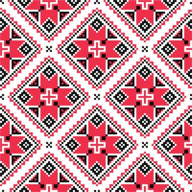 Ukrainian traditional folk knitted red embroidery pattern