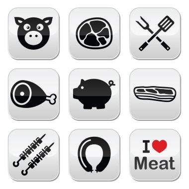 domuz, domuz eti - salam ve pastırma Icons set