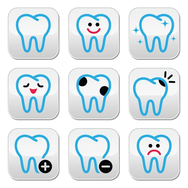 Dente, dentes ícones vetor definido na cor — Vetor de Stock