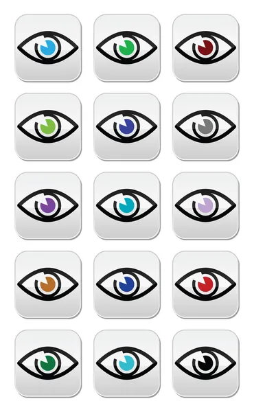 Colores de ojos conjunto de iconos de vista - conjunto de iconos vectoriales — Archivo Imágenes Vectoriales