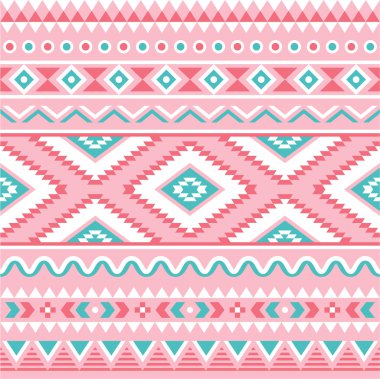 Tribal naadloze patroon, Azteekse roze en groene achtergrond