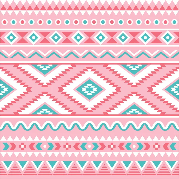 Motif tribal sans couture, fond rose aztèque et vert — Image vectorielle