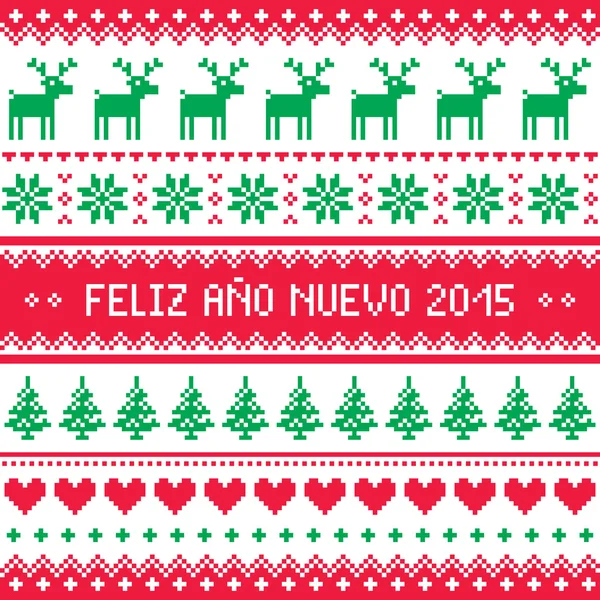 Feliz Ano Nuevo 2015 - Happy New Year in Spaanse patroon — Stockvector