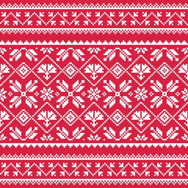 Ukrainien, art populaire slave motif de broderie blanche sur rouge — Image vectorielle